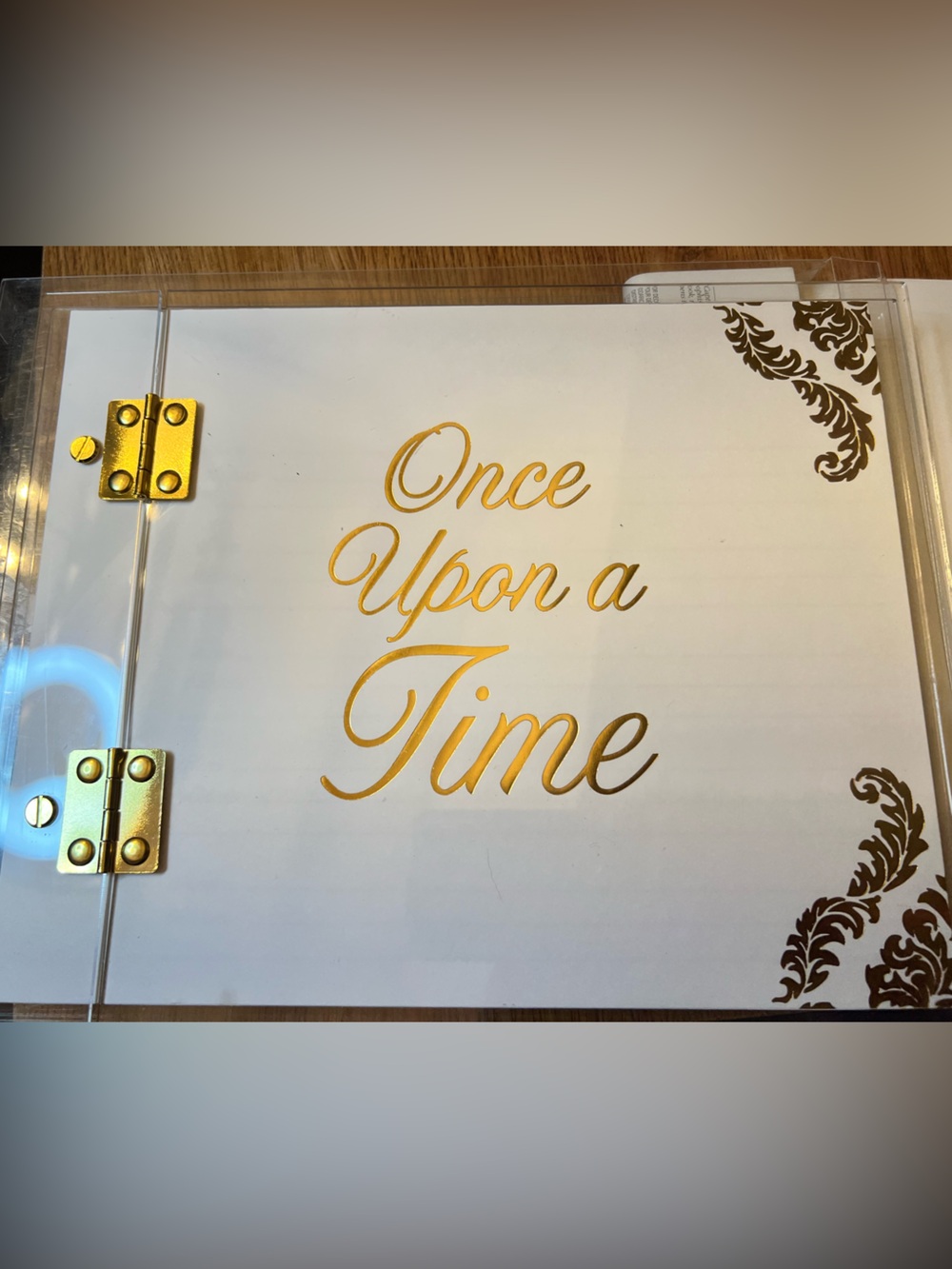 Acrylic Wedding Guest Book - Gold Script "Once Upon a Time"